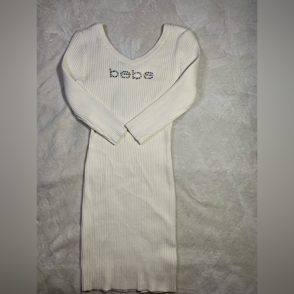 Bebe white long sleeve dress